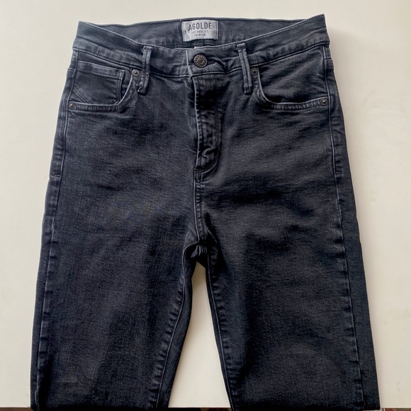 Agolde High Waist Slim Black Denim Sophie - Picture 2 of 6